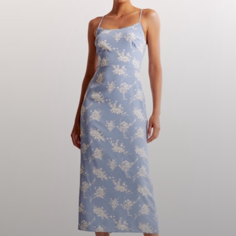 Abercrombie & Fitch Light Blue Floral Midi Slip Dress